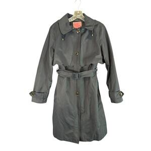 Y2K Trench Coat in navy Blue with pink lining